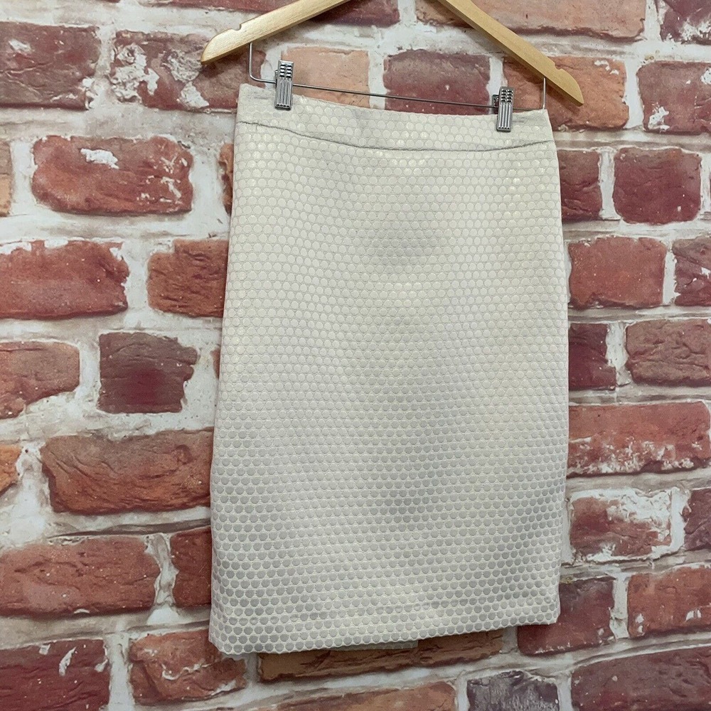 Albert Nipon Skirt Women's Size 4 Cream Metallic … - image 2